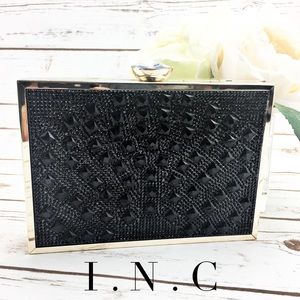 I.N.C Black Rhinestone Hard Side Clutch